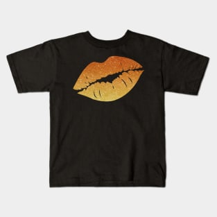 Orange Ombre Faux Glitter Lips Kids T-Shirt